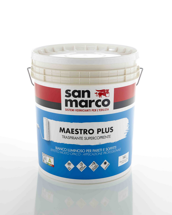 Maestro plus pittura traspirante per interni bianca conf. 14 lt
