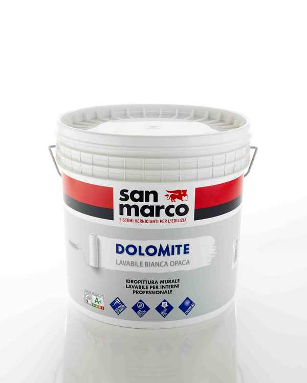 Dolomite idropittura lavabile bianco opaco coprente conf. 4 lt