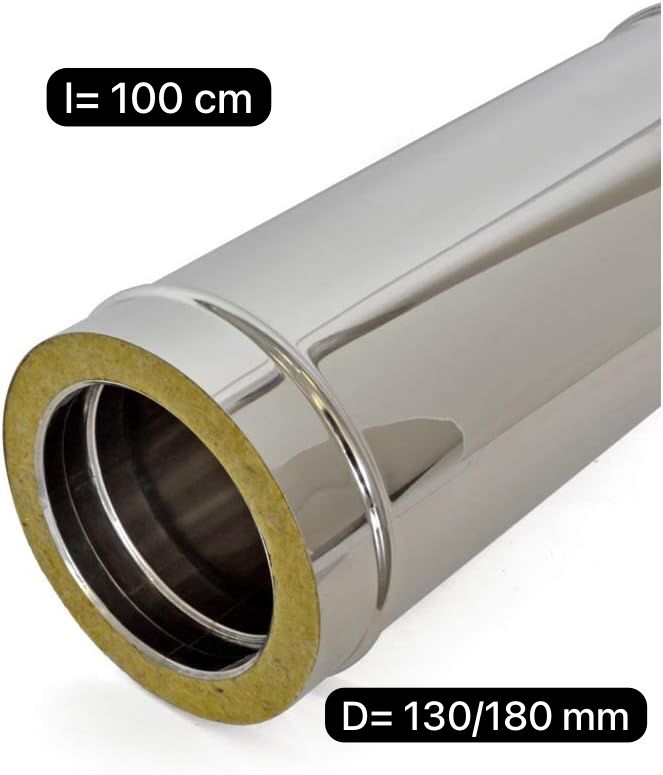 Tubo coibentato per canna fumaria cm 100 d 130/180 mm  sp 0,5 mm  acciaio 316