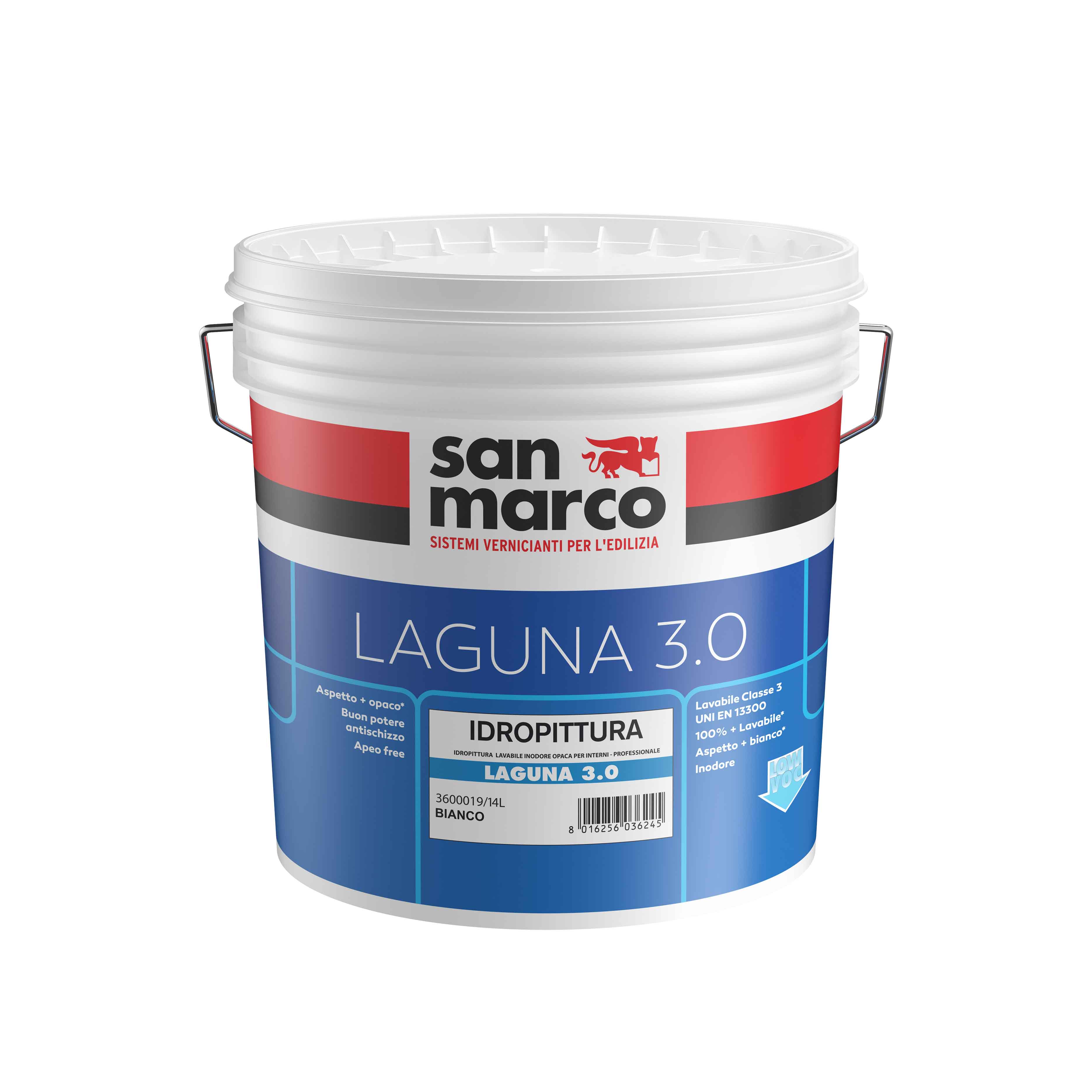 Pittura lavabile laguna 3.0 bianco  lt.1