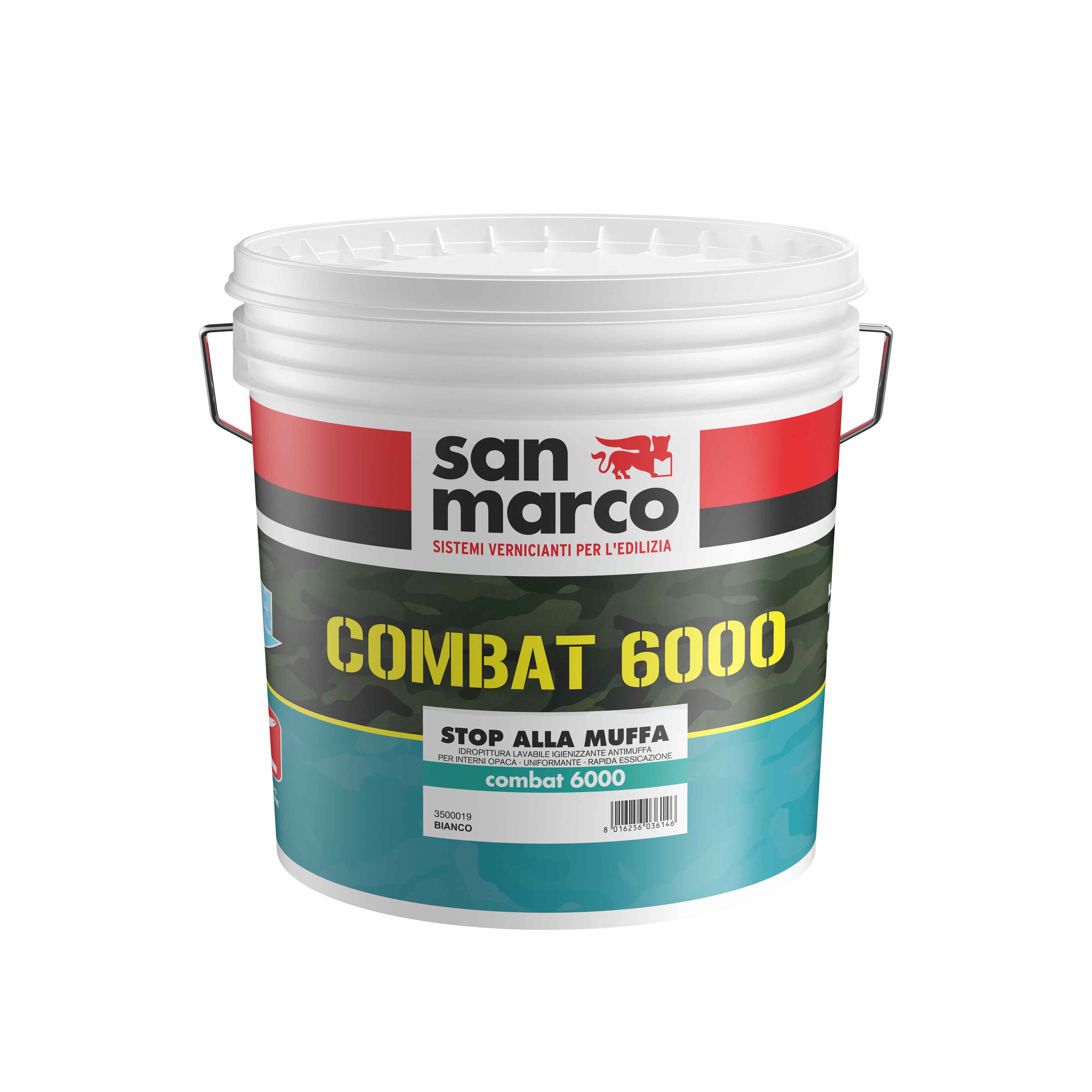 Combat 6000 pittura lavabile antimuffa per interni bianca lt 4