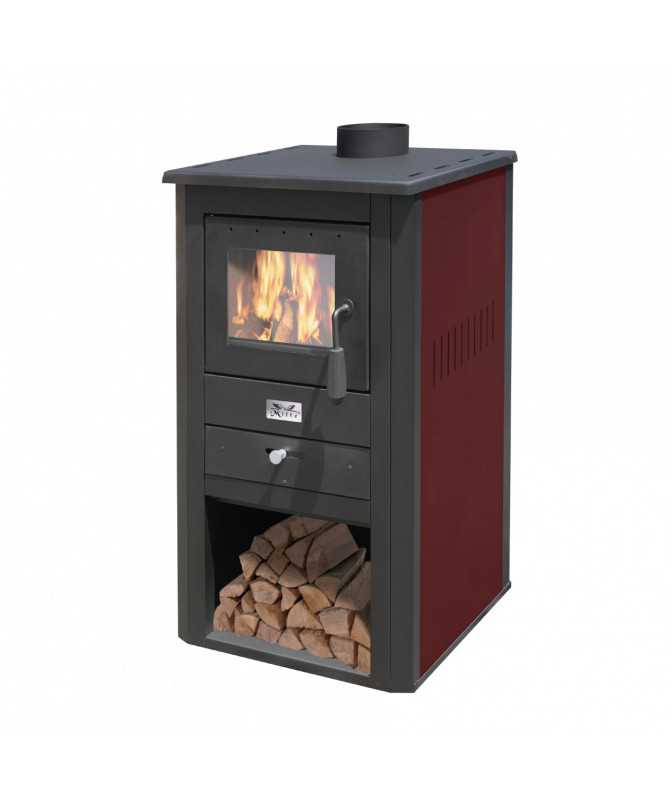 Stufa a legna pallade 10,7 kw nero/bordeaux
