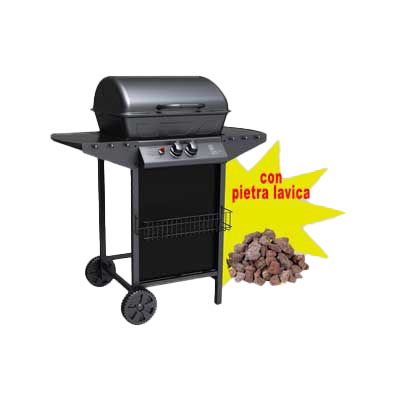 Barbecue a gas due fuochi  matera con 2,5 kg di pietra lavica