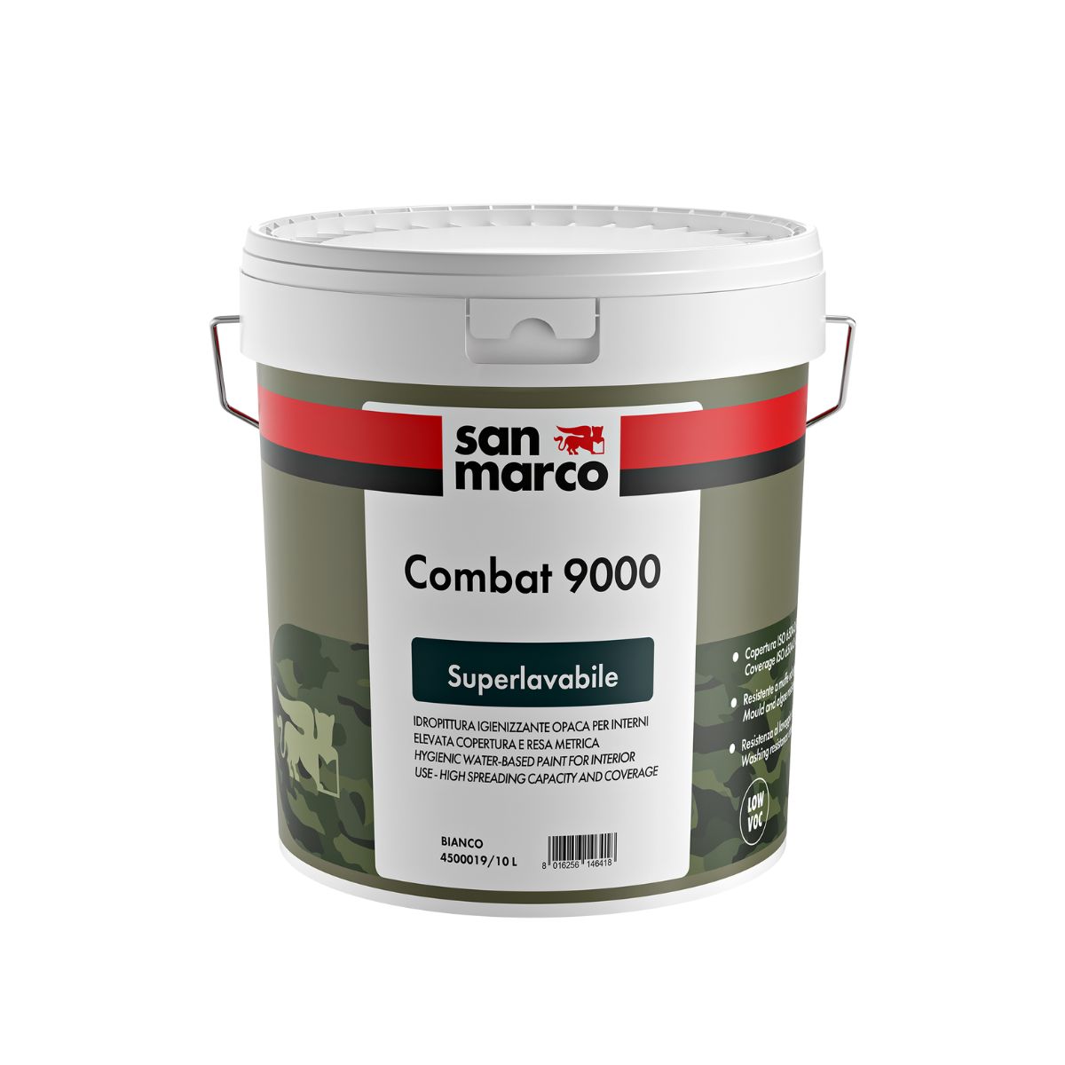 Combat 9000 idropittura supelavabile igienizzante bianca lt 1