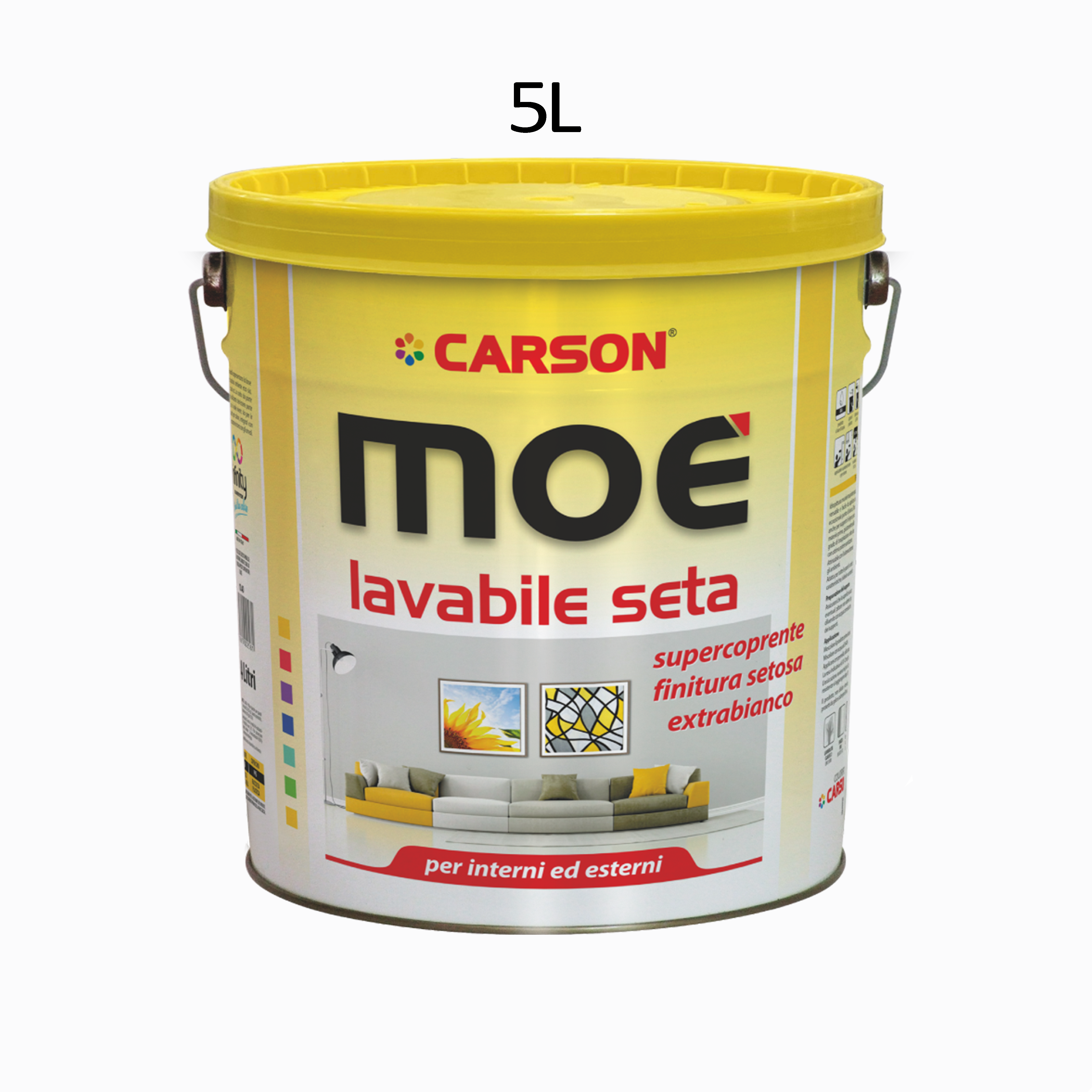 Mo&Eacute; lavabile bianco lt. 5 &ndash; idropittura opaca effetto seta supercoprente