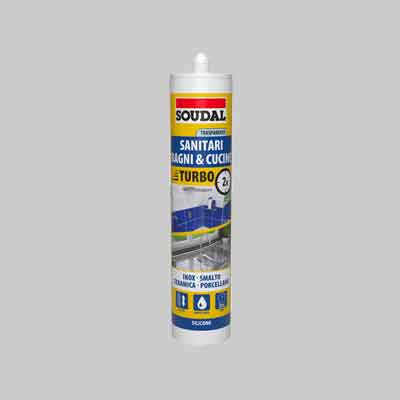 Silicone acetico sanitari turbo soudal 300 ml - bianco
