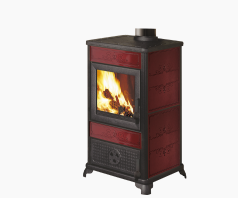 Fancy evo struttura stufa a legna rustica in ceramica, ghisa, ampio focolare.