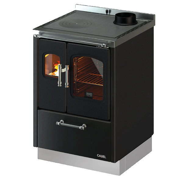 Stufa legna smart 60s ventilata antracite cucina a legna 6,5 kW